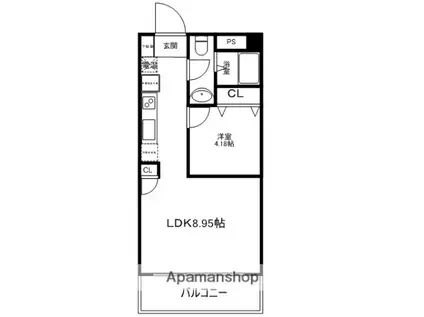 WILL DO谷町(1LDK/9階)の間取り写真