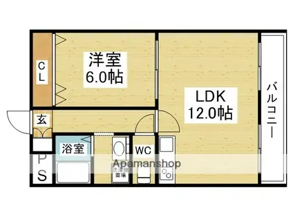 第一星栄ハイツ(1LDK/4階)の間取り写真