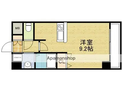 プレサンスOSAKA江坂(1K/2階)の間取り写真