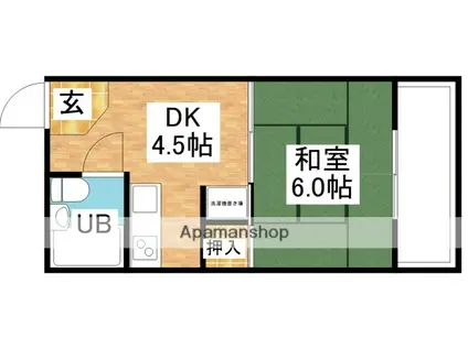 新御堂マンション(1DK/5階)の間取り写真