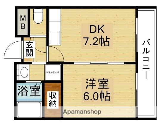 第6浦濱ビレッジ(1DK/5階)の間取り写真