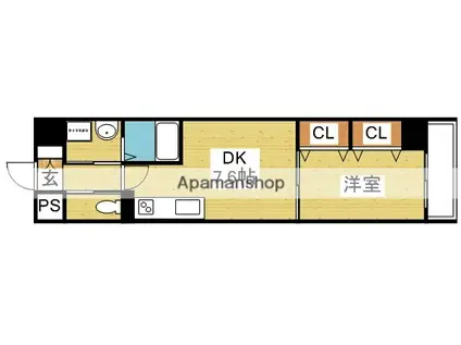 パークフラッツ新大阪(1DK/9階)の間取り写真