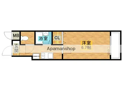 ピュアフォレスト(1K/4階)の間取り写真