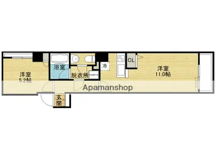 RITZ SQUARE QBE(1LDK/2階)の間取り写真