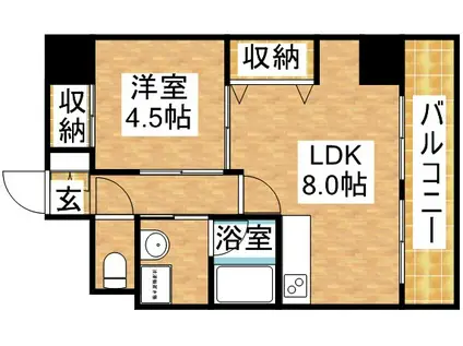 パークモダン新大阪(1LDK/12階)の間取り写真