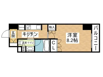 コンフォリア江坂(1K/15階)の間取り写真