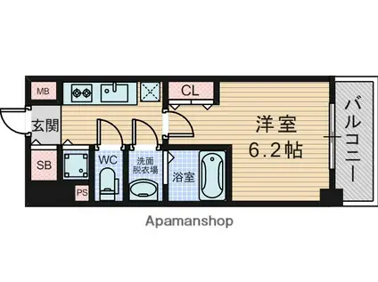 エスリード新大阪ヴェルデ(1K/7階)の間取り写真