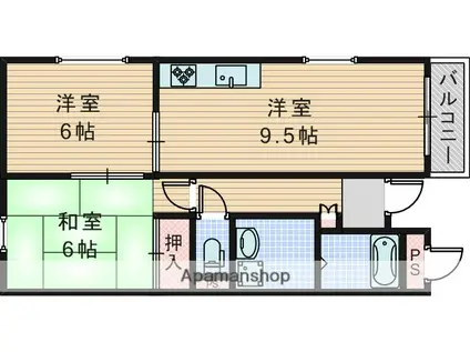 エランドール江坂(2LDK/3階)の間取り写真