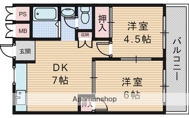 コーポ柴島(2DK/2階)の間取り写真