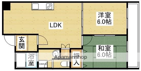 生島リバーサイドマンションB棟(2LDK/10階)の間取り写真