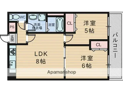 メゾンド・クリサンテーム(2LDK/2階)の間取り写真