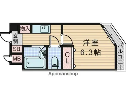 ピュアフォレスト(1K/1階)の間取り写真