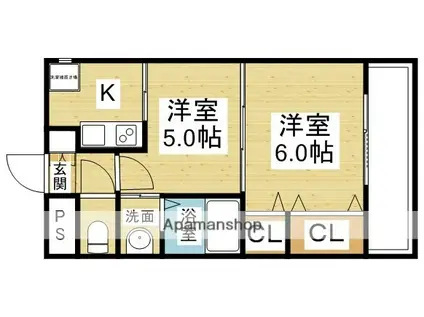ハイツ新和(1DK/4階)の間取り写真