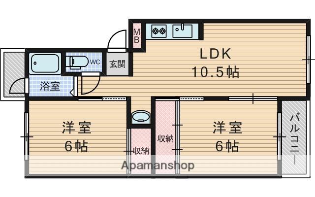 下新庄コーポ(2LDK/5階)の間取り写真