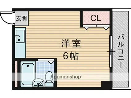 シルクルーム一番館(ワンルーム/4階)の間取り写真