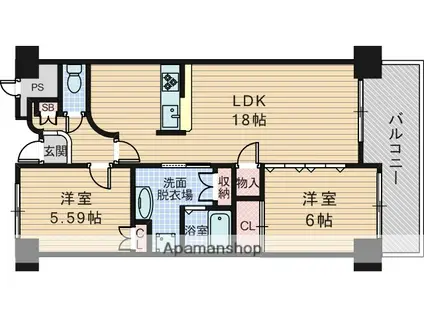 和の杜 (2LDK/5階)の間取り写真