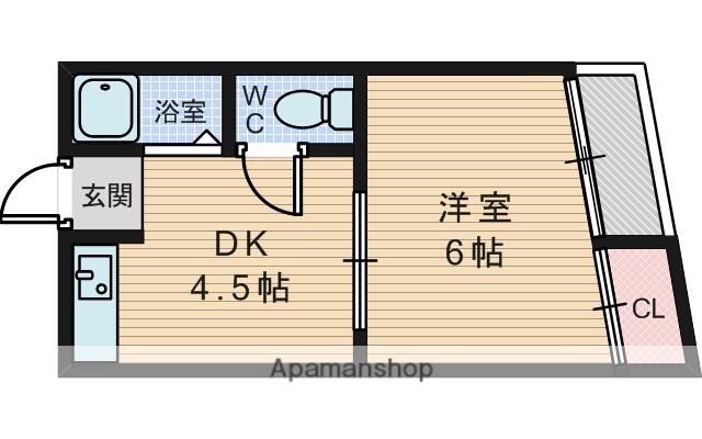 大淀マンション(1DK/4階)の間取り写真