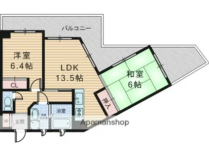 アローウィング・栄光(2LDK/6階)の間取り写真
