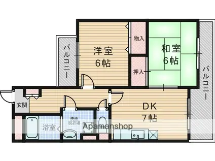 メゾンソワール(2DK/5階)の間取り写真