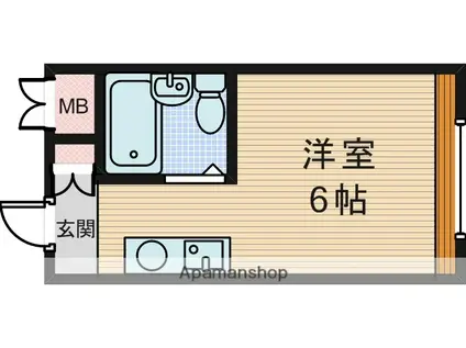 サンハイツ北館(ワンルーム/3階)の間取り写真