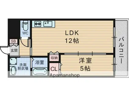 AULII OSAKA(1LDK/5階)の間取り写真