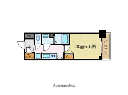プレサンス新大阪イオリア(1K/8階)の間取り写真