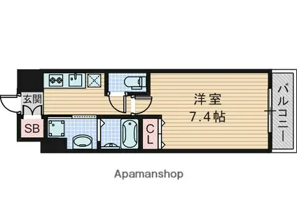 プレイシズ新大阪(1K/12階)の間取り写真
