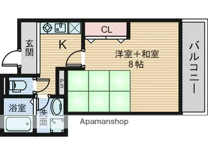 震雲マンション(1K/2階)の間取り写真