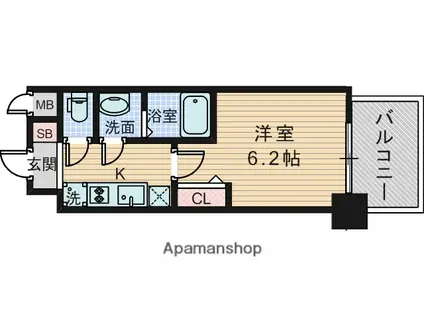 ARTIZA新大阪D.C(1K/13階)の間取り写真