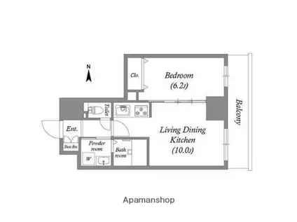 TOPAZ江坂(1LDK/2階)の間取り写真