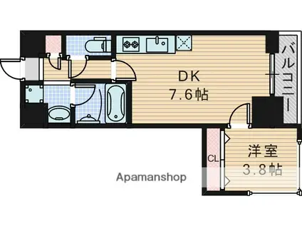ORSUS新大阪(1DK/4階)の間取り写真