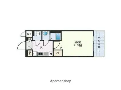 プレサンス江坂クォーレ(1K/4階)の間取り写真