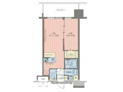 プレジオ三国EURO(1LDK/7階)の間取り写真