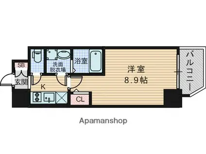ファーストフィオーレ北大阪リアン(1K/3階)の間取り写真