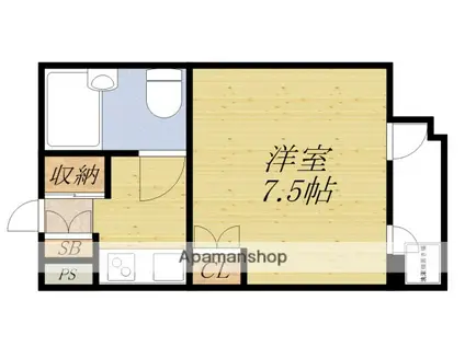 メイト緑地公園(1K/1階)の間取り写真