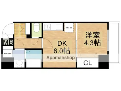 S-RESIDENCE江坂(1DK/7階)の間取り写真