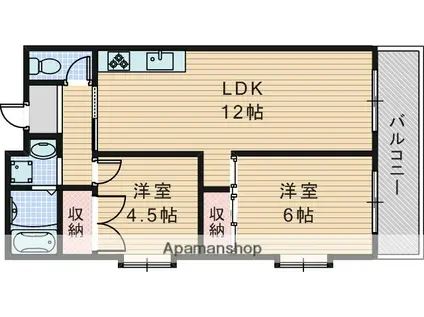 パークマンション渡邊(2LDK/1階)の間取り写真
