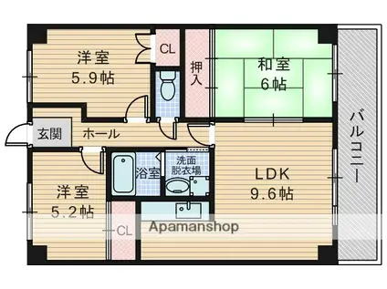 ケントマンション(3LDK/2階)の間取り写真