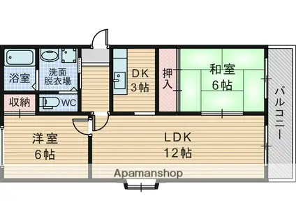 シャンボールメゾン曽根(2LDK/2階)の間取り写真