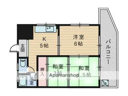 草野マンション8号館(3K/1階)の間取り写真