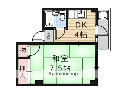クレセントマンション(1DK/3階)の間取り写真