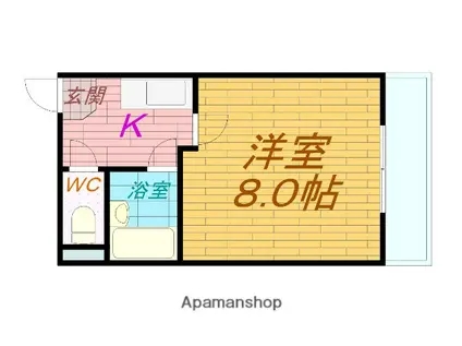 ウエストヒルズ2(1K/4階)の間取り写真