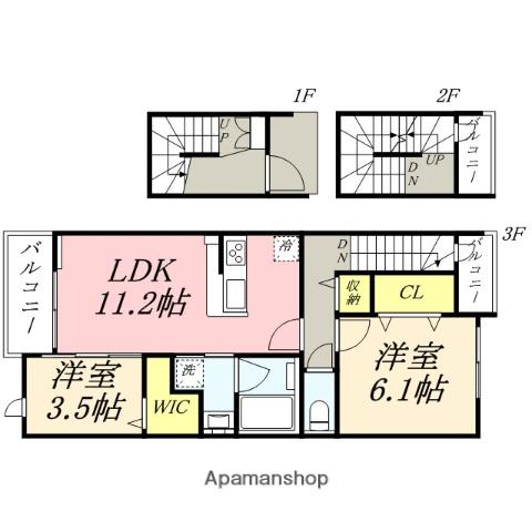 メゾン大島3(2LDK/2階)の間取り写真