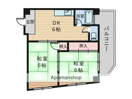 山ノ上ハイツ(2DK/3階)の間取り写真