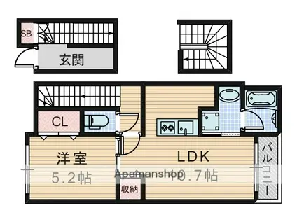BLANCOSTA SQUARE(1LDK/3階)の間取り写真