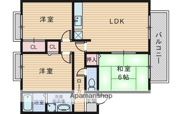 サンライフA棟(3LDK/2階)の間取り写真