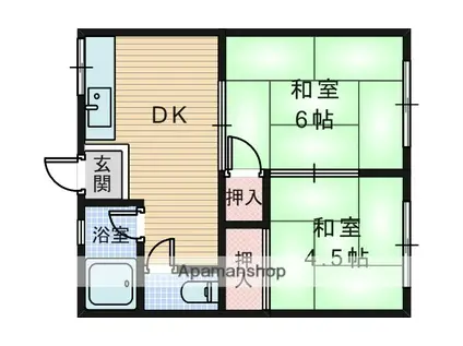 穂積ハイツ(2DK/2階)の間取り写真
