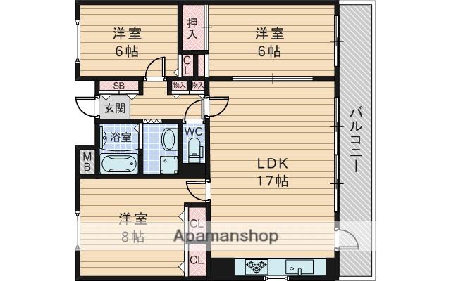 緑丘マンション(3LDK/1階)の間取り写真