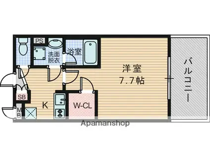 ウェルスクエア豊中服部(1K/2階)の間取り写真