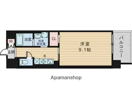BELL HARMONIE(1K/4階)の間取り写真